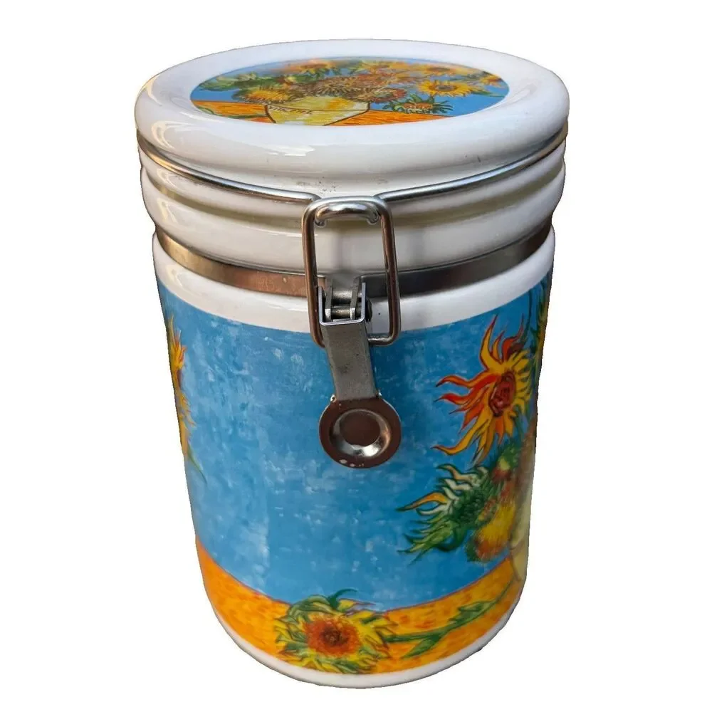 Chaleur Masters Impressionist Van Gogh Sunflowers Canister D. Burrows 8” EUC